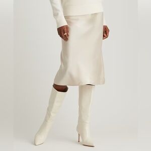 Quince Ivory Satin Midi Skirt